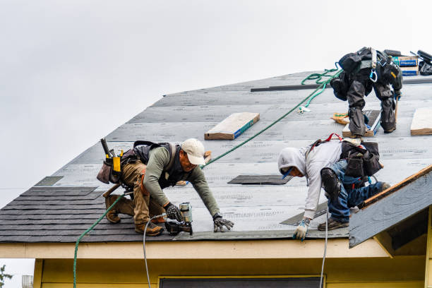 Professional Storm Damage Roof Repair technician working in Roosevelt, NY